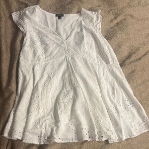 Talbots White Relaxed Embellished Blouse